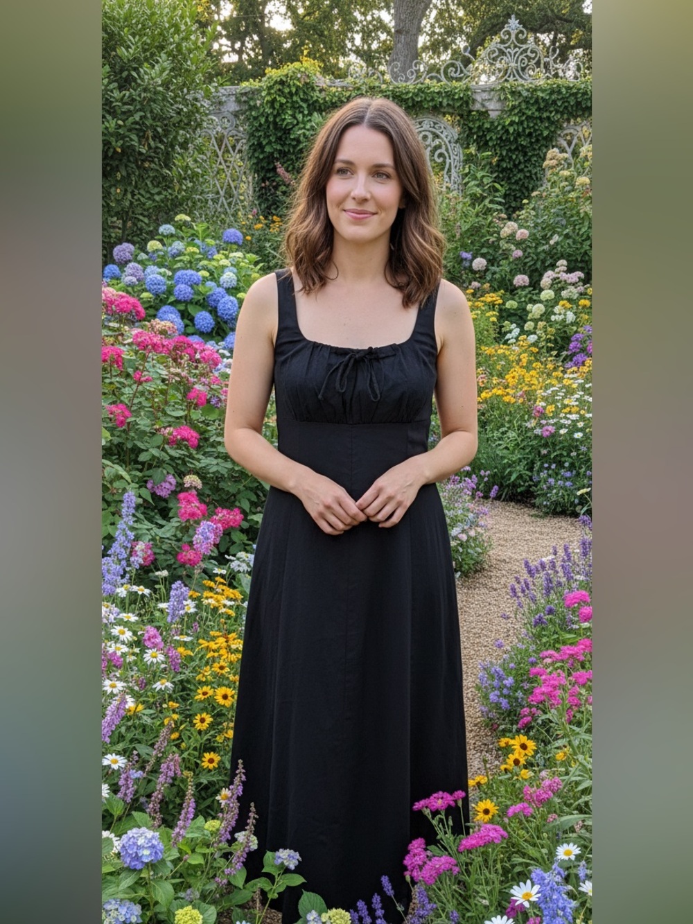 GAP Black Maxi Dress with Square Neck